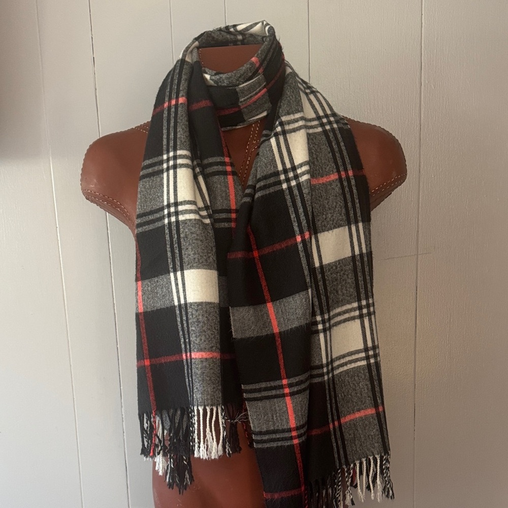 GAP Black, White, and Red Plaid Scarf